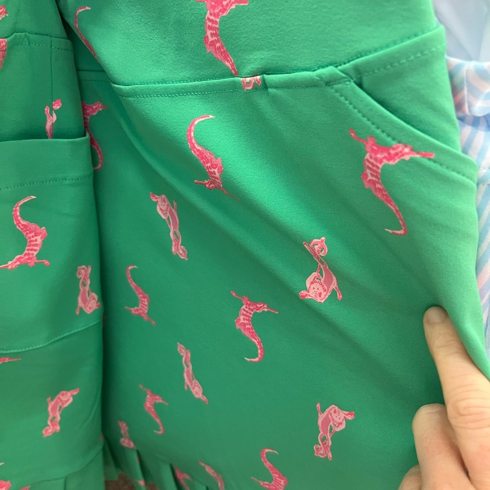 Lilly Pulitzer Green Skort with Pink Animal Print